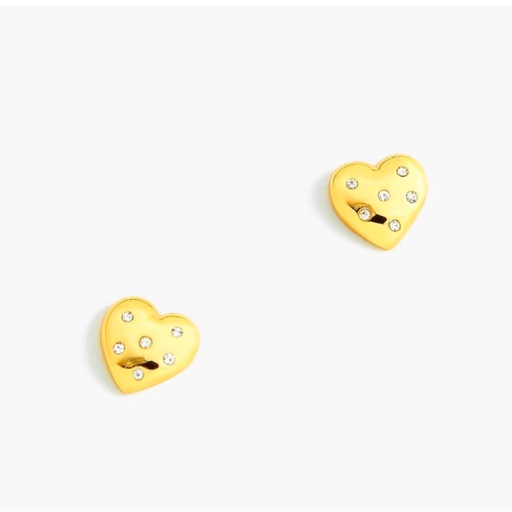 J Crew x Alison Lou Gold tone Puffy Heart Earring Casual Stud Minimalist Jewelry